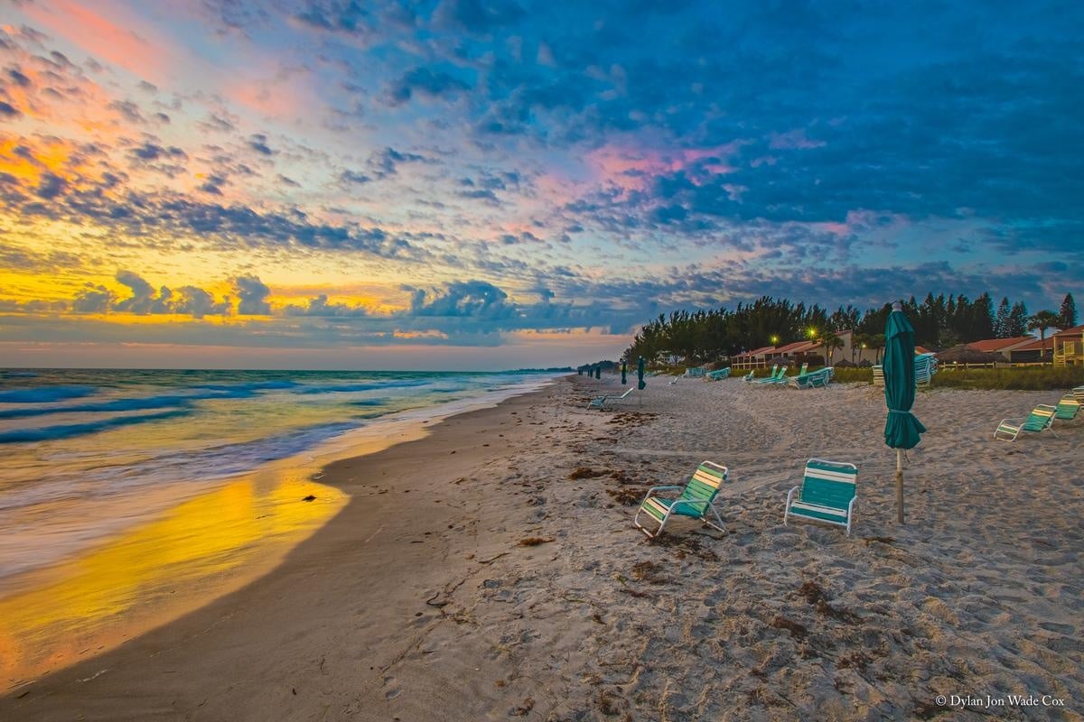 Sunset over the beach near Casa Del Mar on Longboat Key